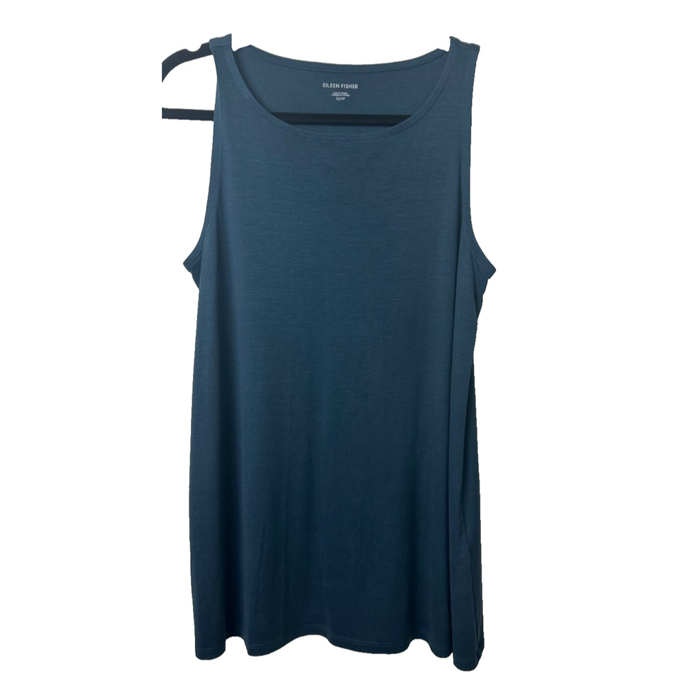 Eileen Fisher Tank Top Womens XS Blue Tencel Lyocell Stretch Sleeveless Tunic C1